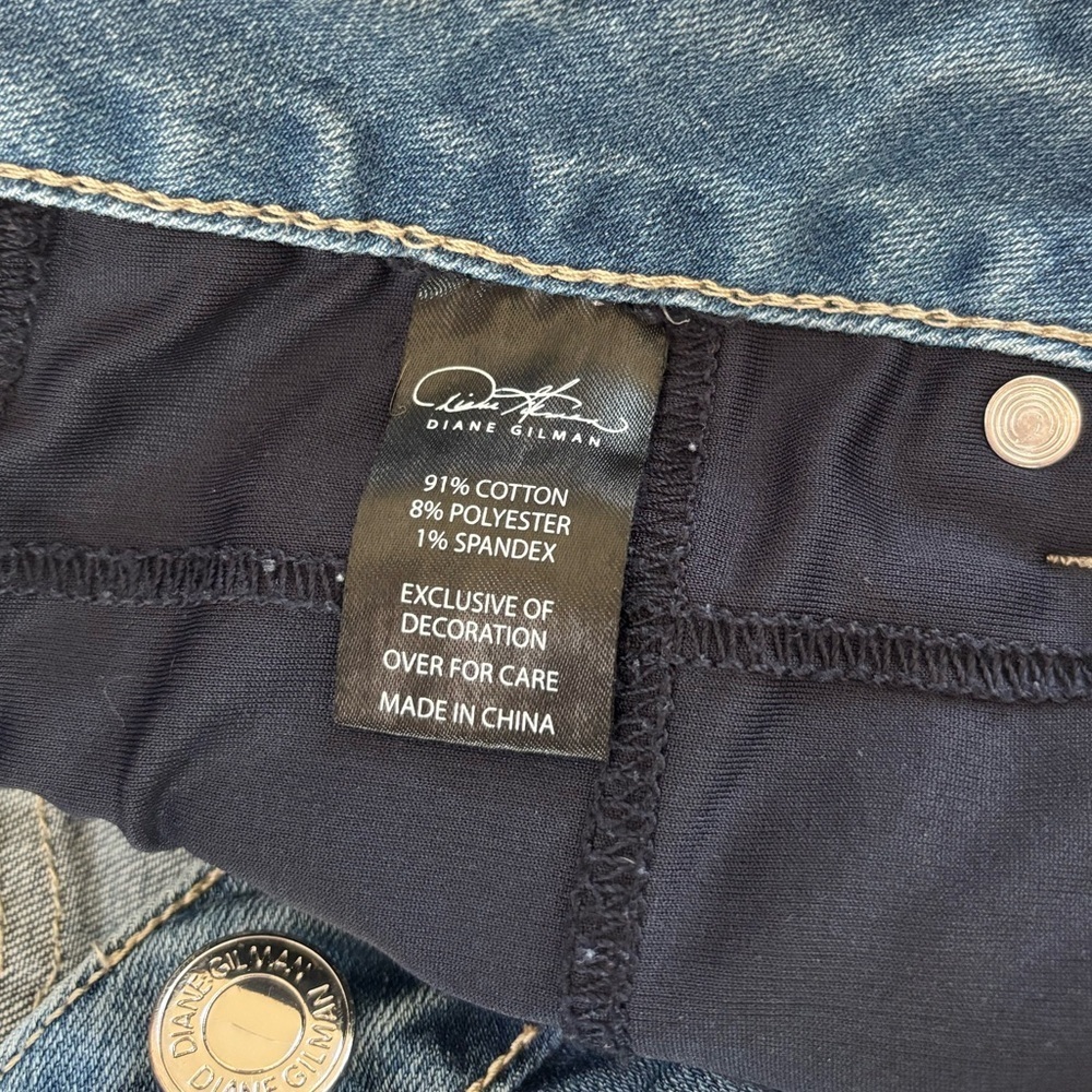 DG2 by Diane Gilman Distressed Lace Patch Straight Leg Jeans - 20W - Picture 8 of 16